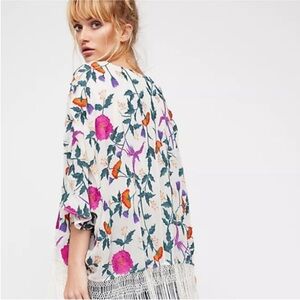 Free People Embroidered Floral Cover Up Kimono Wrap, Size XS, NWT